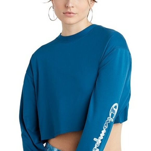 Champion Tops - Champion Cropped‎ Top Womens Size Medium Streetwear Activewear Teal Blue Soft